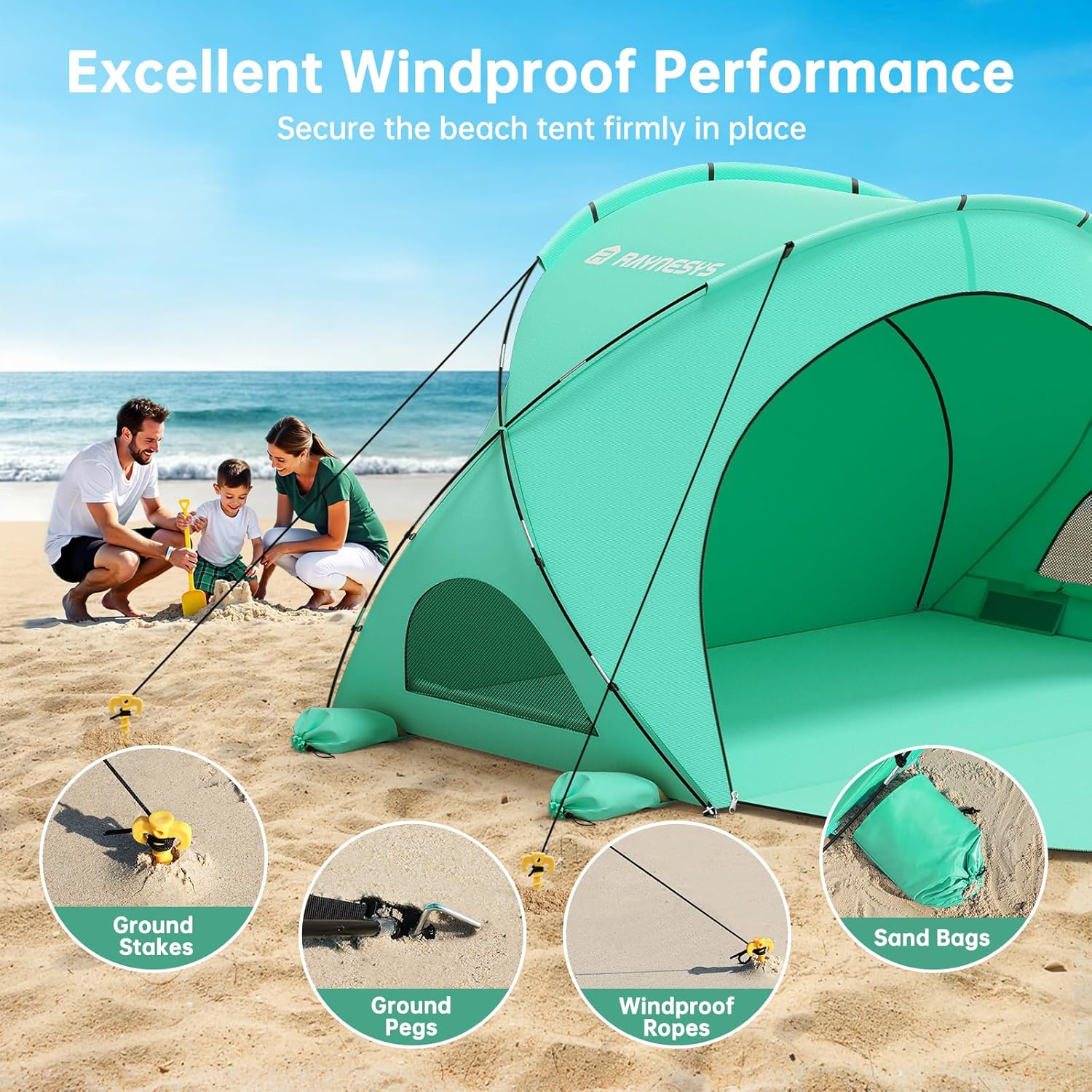 Beach Tent Sun Shelter Beach Shade Tent with UPF50+ UV Protection Beach Sun Shelter Beach Shade wourant