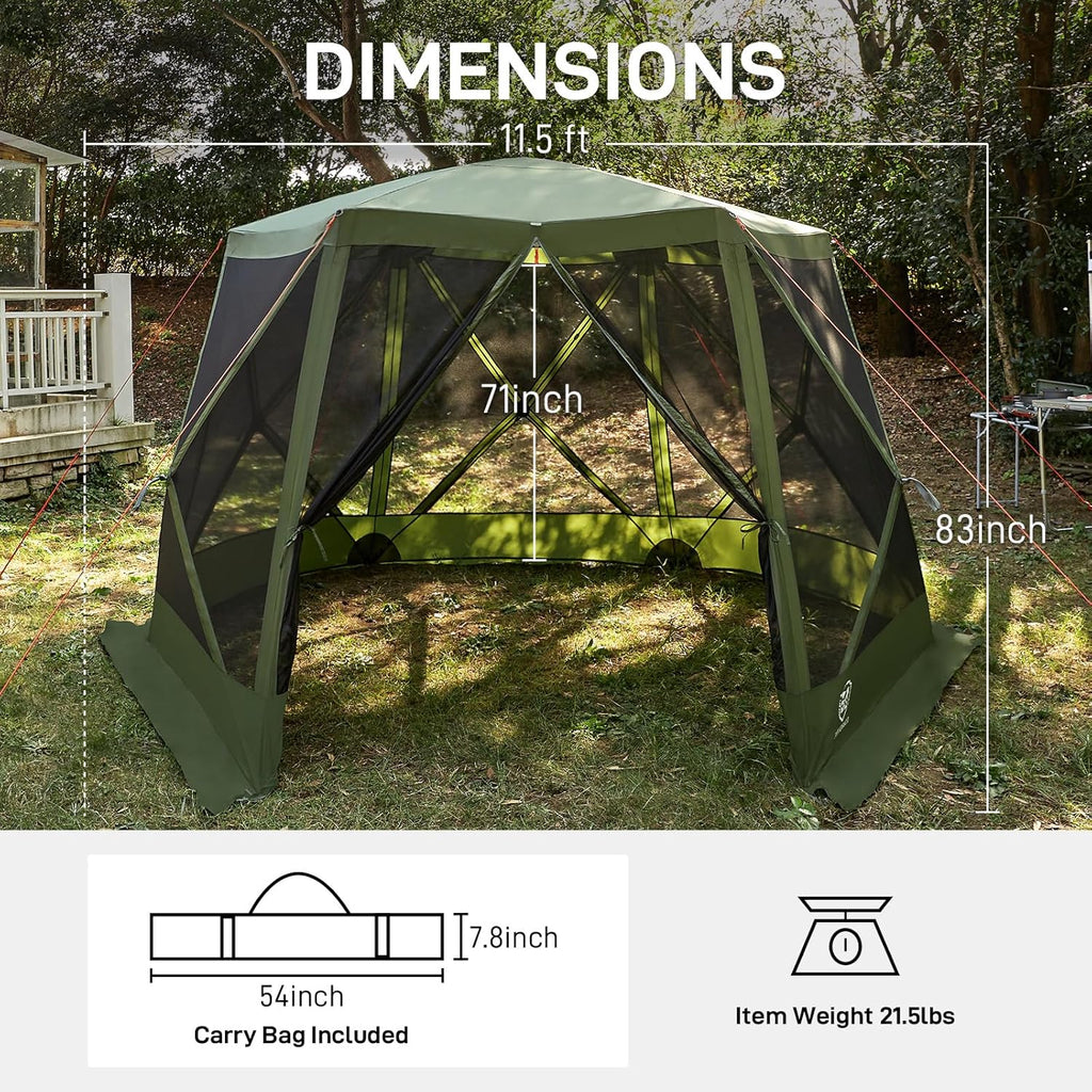 Pop up Screen House Tent for Camping 11.5 x 9.8 ft Instant Screened Gazebo Canopy wourant