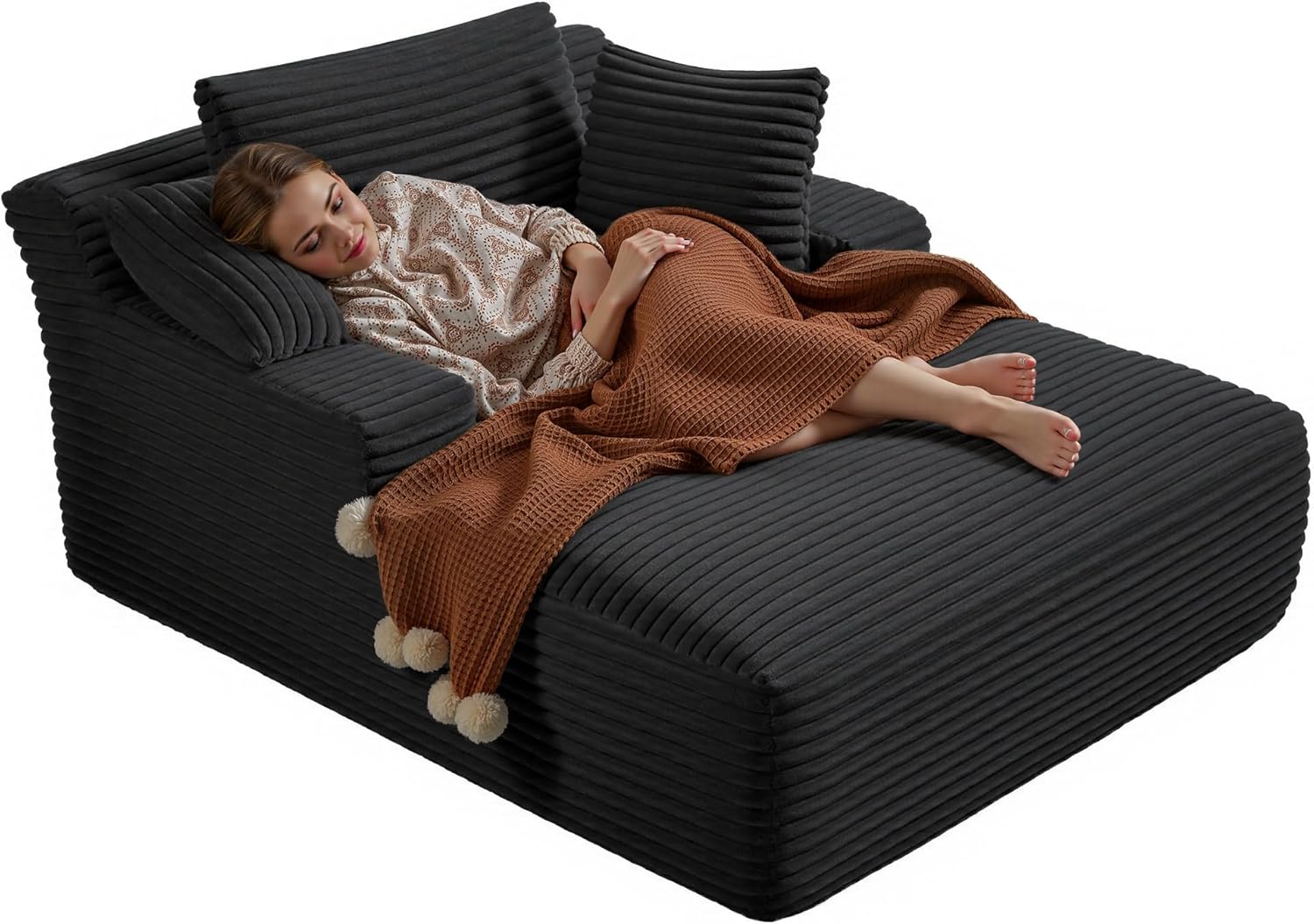 50-inch indoor recliner oversized corduroy upholstered boneless sofa bed deep sleeper sofa wourant