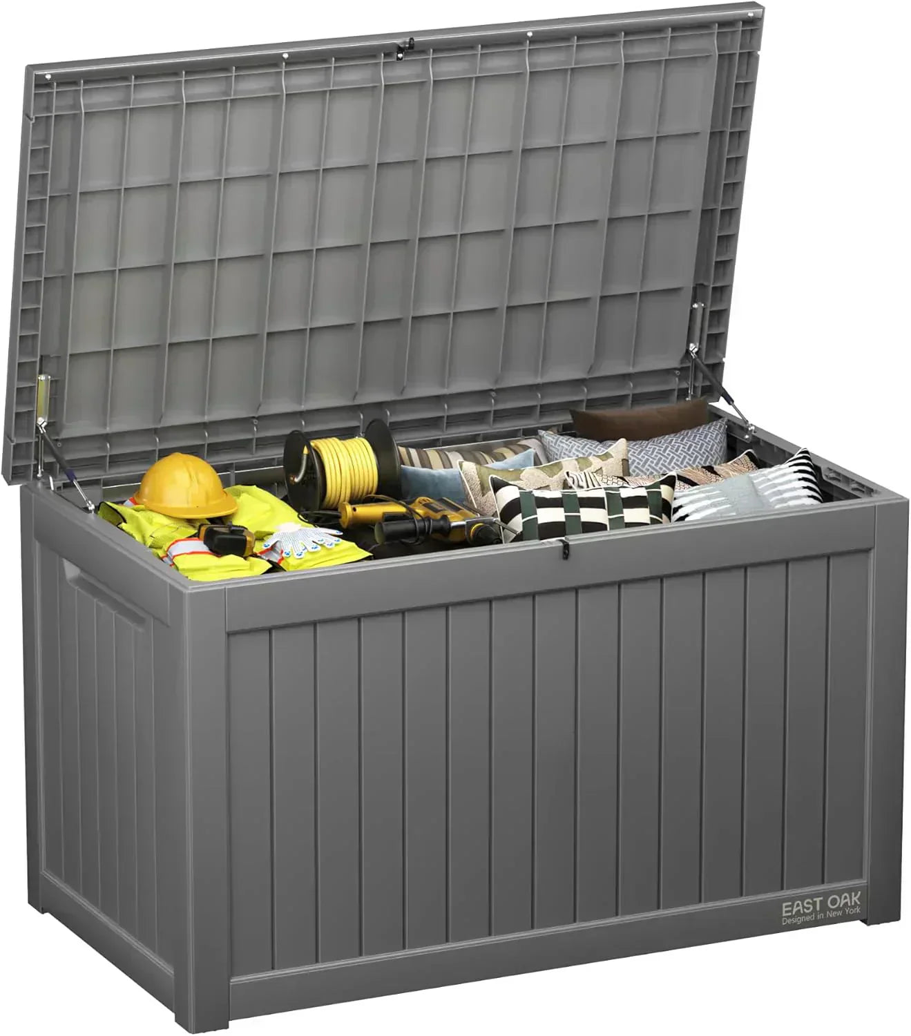 EAST OAK Outdoor Storage Box 60 Gallon Deck Box Indoor and Outdoor Use Waterproof Resin Storage wourant