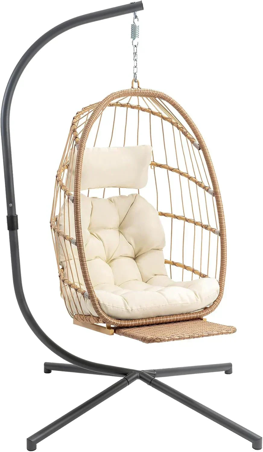 Yechen Indoor Outdoor Egg Hanging Chair Stand Patio Wicker Swing Egg Chair Swinging Chair wourant