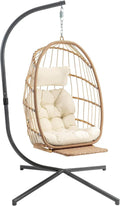 Yechen Indoor Outdoor Egg Hanging Chair Stand Patio Wicker Swing Egg Chair Swinging Chair wourant