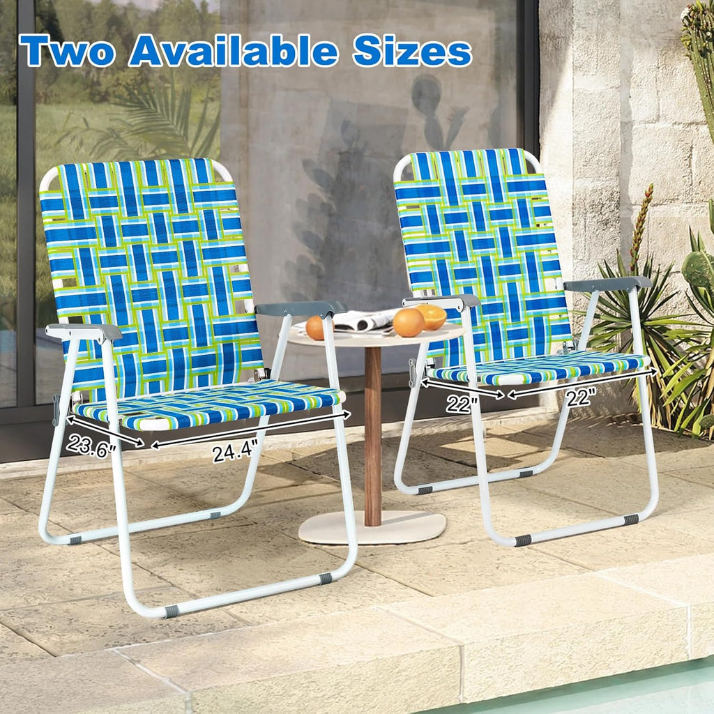 VINGLI Patio Lawn Webbed Folding Chairs Set of 2 Outdoor Beach Portable Lawn Chair wourant