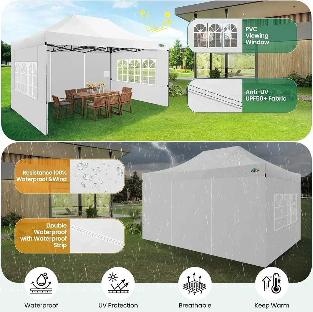 COBIZI 10x20 Heavy Duty Pop up Canopy Tent 6 sidewalls Commercial Canopy Wedding Party Tents wourant