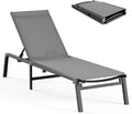 Aluminum Chaise Lounge Outdoor Foldable Assemble Free Outdoor Lounge Chair 5 Adjustable Backrest wourant