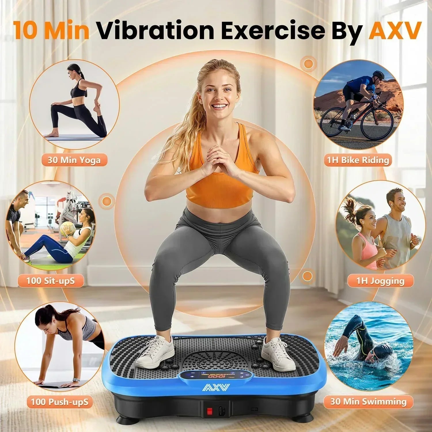 AXV Vibration Plate Fitness Platform Trainer Suitable for men and women to lose weight wourant