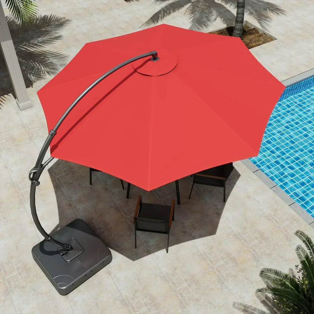 LAUSAINT HOME Outdoor Patio Umbrella with Base included 11 FT Deluxe Curvy Cantilever Umbrella wourant