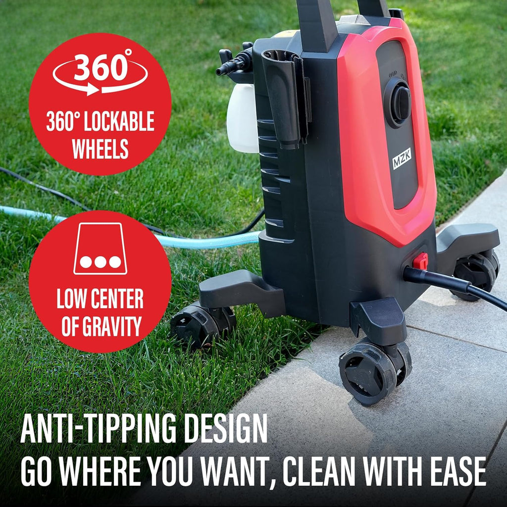 MZK electric high-pressure cleaner with 360° quick-connect nozzle and replaceable foam cannon wourant