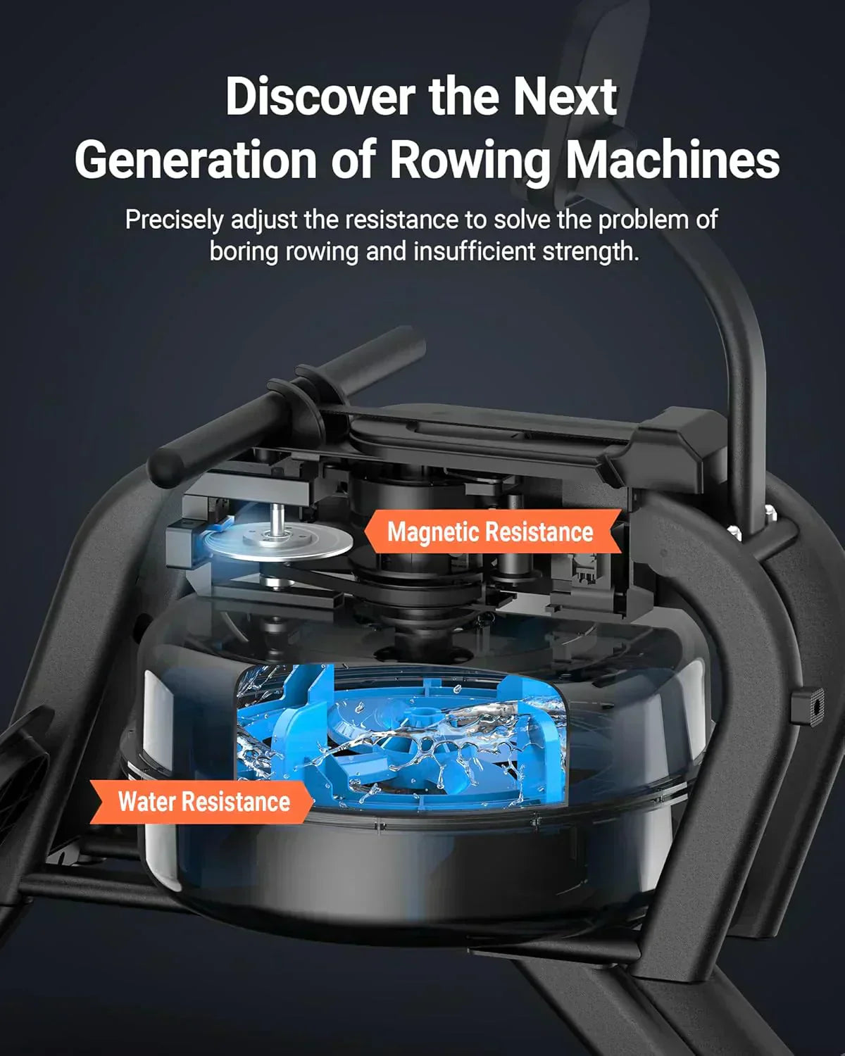 Merachi household rowing machine silent resistance dual-slide design wourant