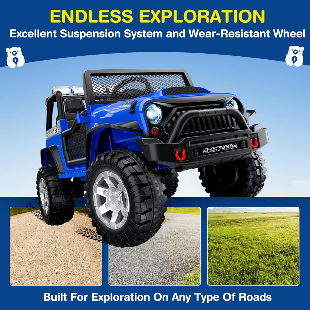 L8 Ride On Car 2 Seater 12V Kids Electric Car Remote Control 4-Wheel Suspension Bluetooth Speaker wourant