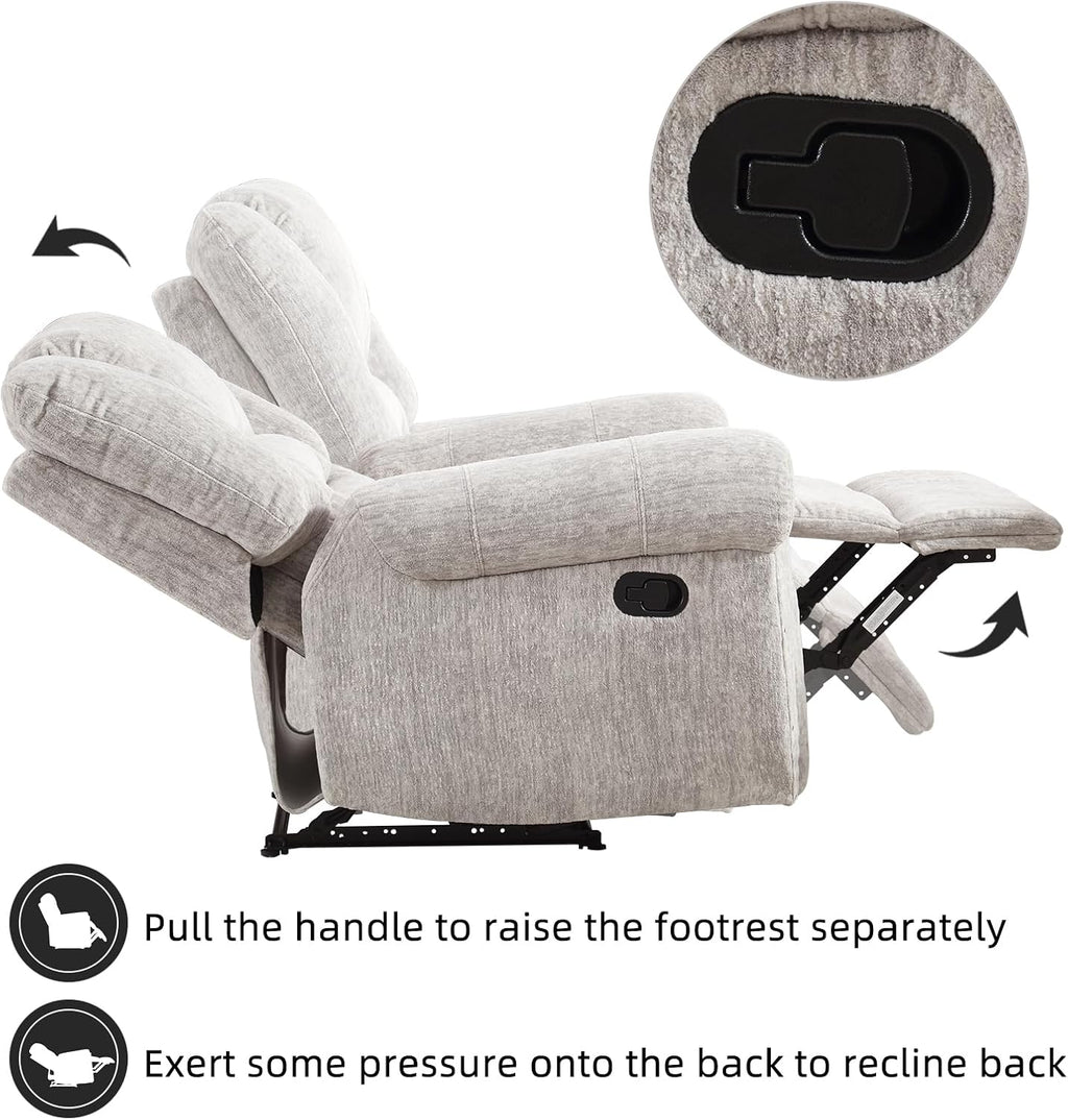 Leather recliner classic traditional manual recliner single sofa for living room wourant