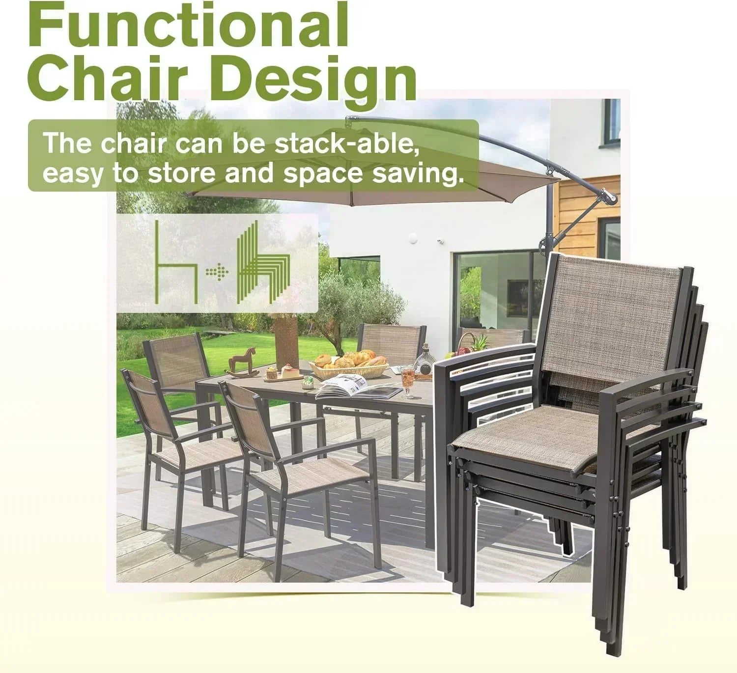 Homall Patio Dining Set 7 Pieces Outdoor Furniture with Large Table and 6 Textilene Chairs wourant