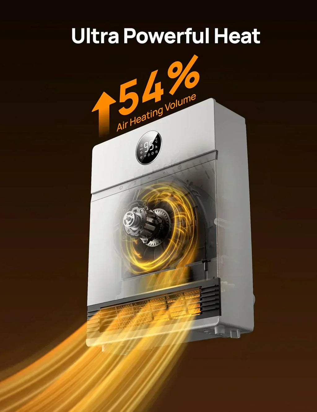 Smart wall-mounted heater for indoor use with adjustable thermostat and remote control wourant