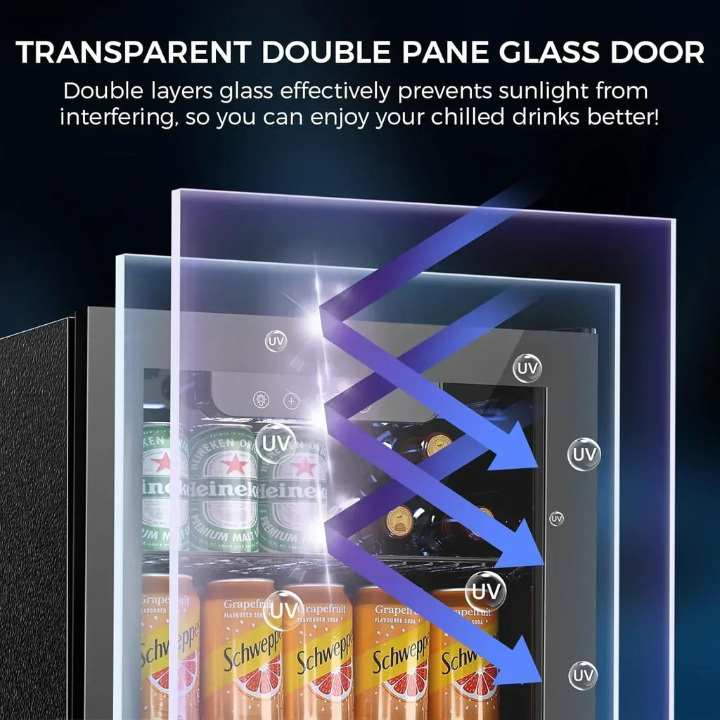 Mini Fridge 130 Can Beverage Refrigerator Cooler Drink Fridge Adjustable Temperature Control wourant