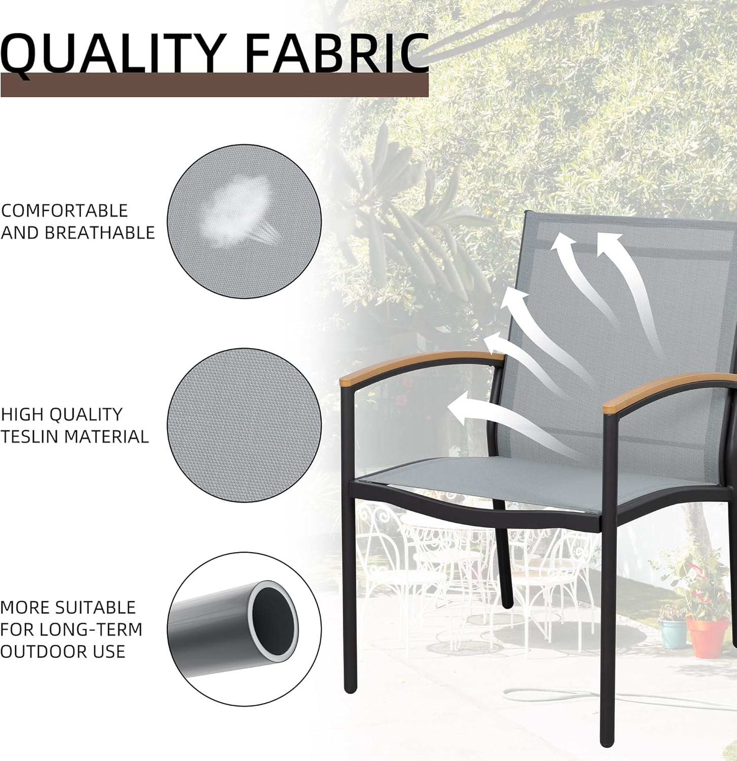 Shintenchi 3 Pieces Patio Bistro Sets Outdoor Textilene Fabric Conversation Bistro Set wourant