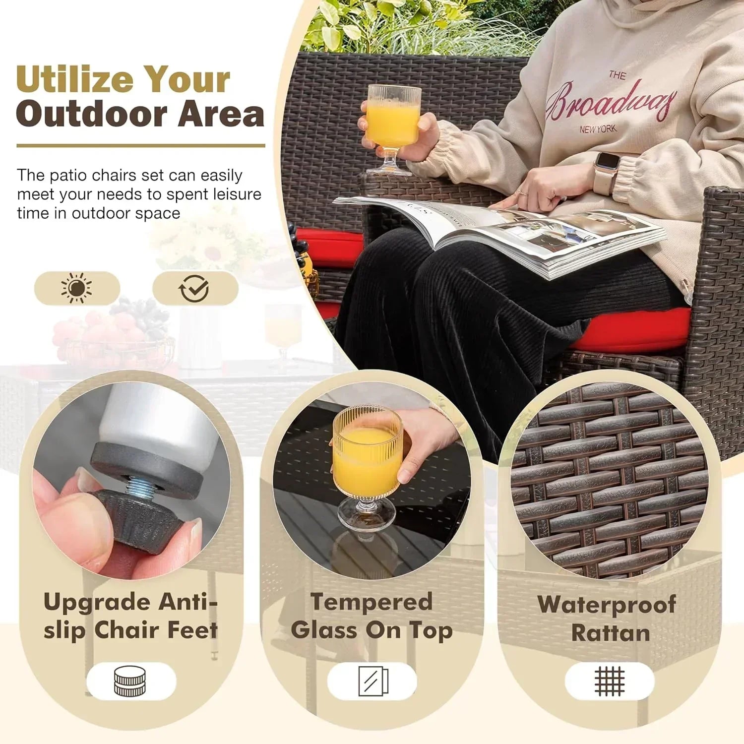 4 piece outdoor patio furniture set rattan chair wicker set wourant