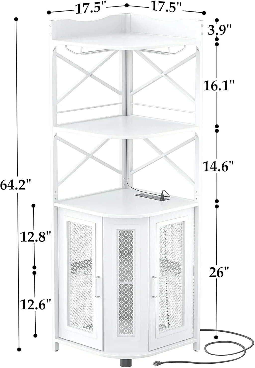 Corner bar cabinet with power socket industrial style wine cabinet light strip and glass rack wourant