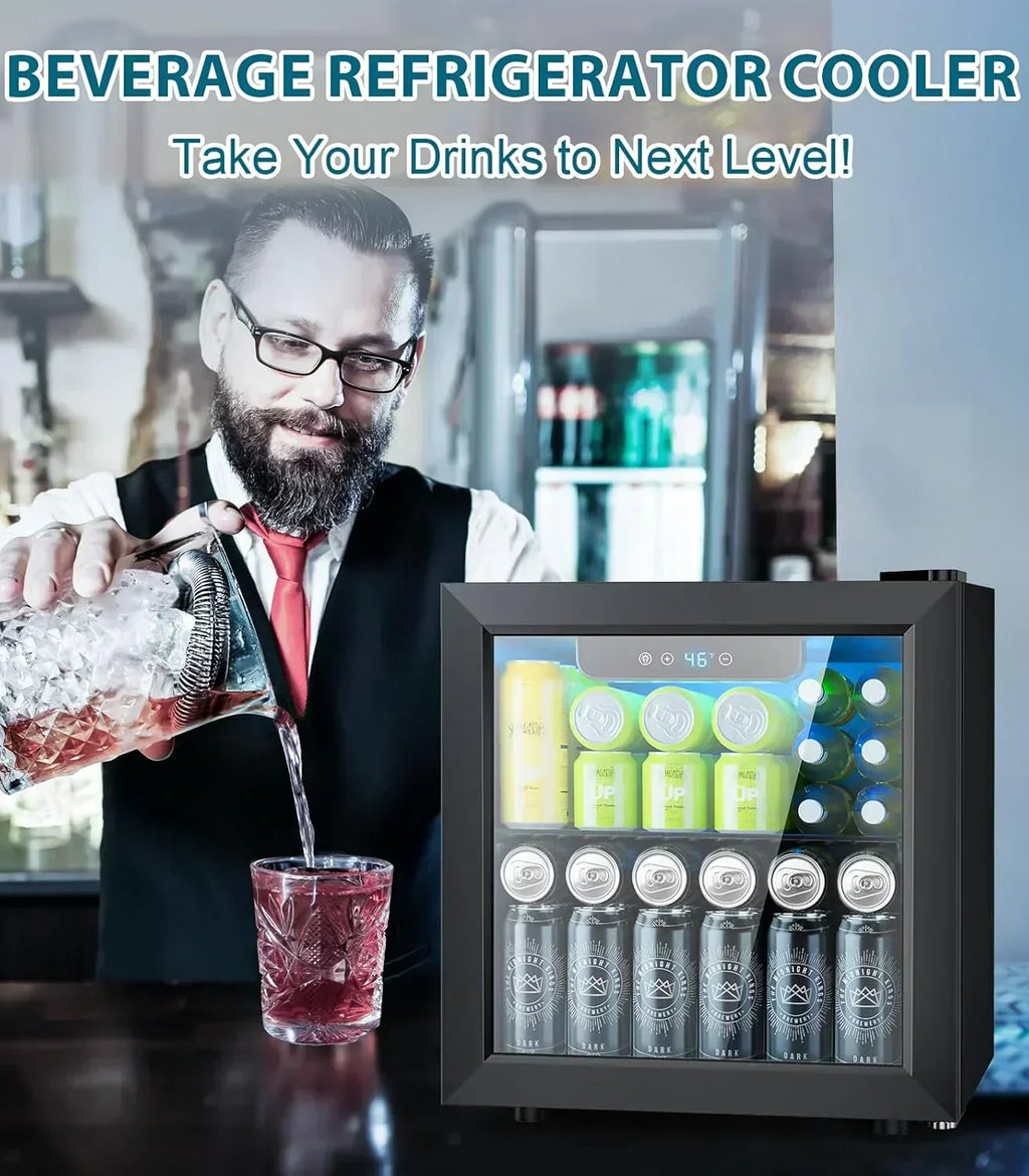Mini Fridge 130 Can Beverage Refrigerator Cooler Drink Fridge Adjustable Temperature Control wourant