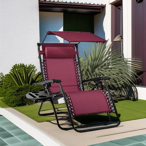 Best Choice Products Folding Zero Gravity Outdoor Recliner Patio Lounge Chair w/Adjustable Canopy Shade, Headrest, Side Accessory Tray, Textilene Mesh - Peacock Blue wourant
