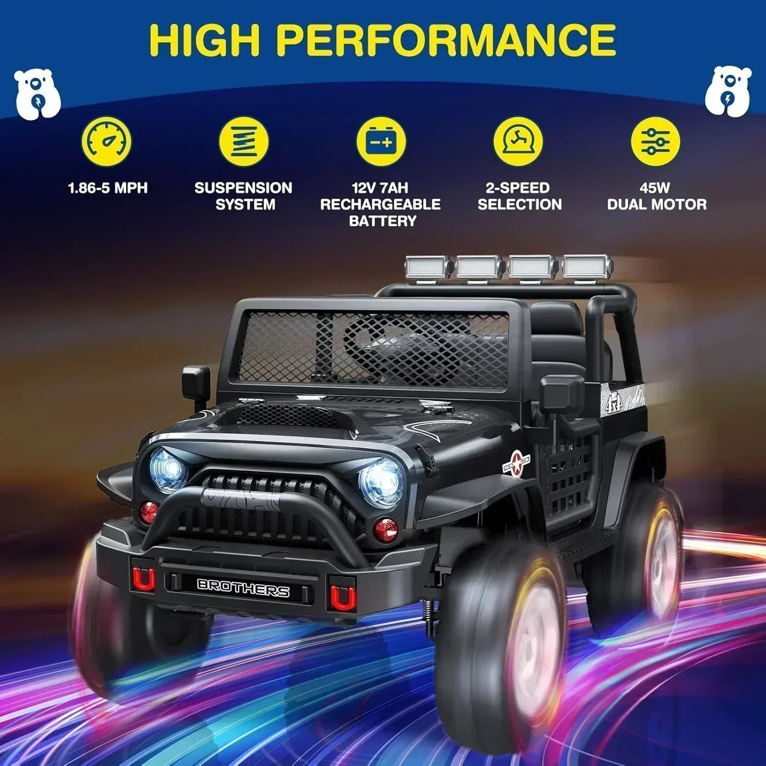 L8 Ride On Car 2 Seater 12V Kids Electric Car Remote Control 4-Wheel Suspension Bluetooth Speaker wourant