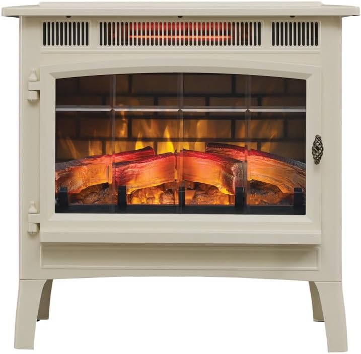 Freestanding Electric Fireplace Stove Heater with 3D Flame Effect for 1,000 Sq. Ft wourant