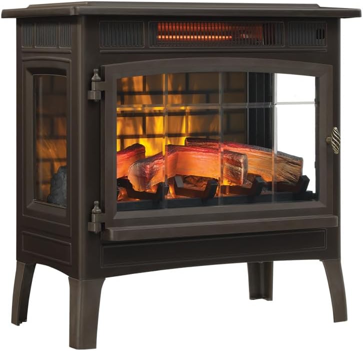 Freestanding Electric Fireplace Stove Heater with 3D Flame Effect for 1,000 Sq. Ft wourant
