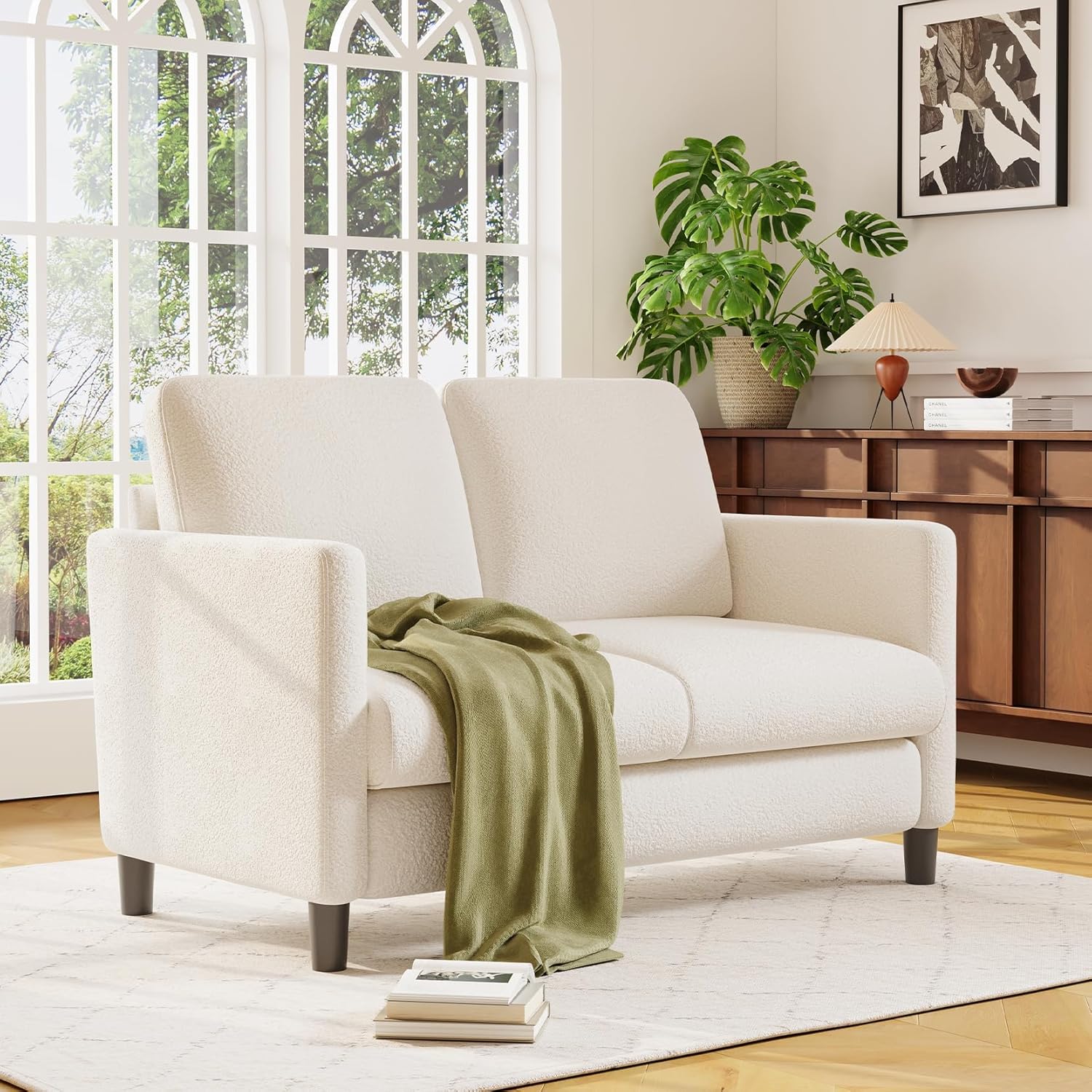 Loveseat Sofa 51" Love Seat Comfy Corduroy Small Loveseat Tool-Free Setup Couch wourant