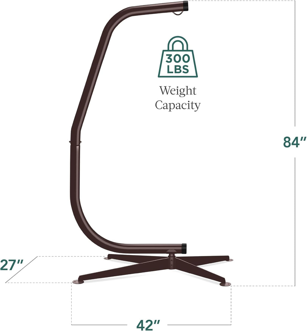 Best Choice Products Metal Hanging Hammock C-Stand for Chair/Weather-Resistant Finish, Offset Base - Stand Only - Black wourant