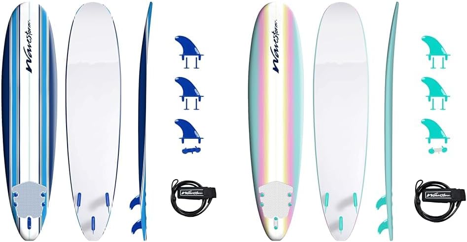 Wavestorm 8ft Classic Surfboard // Foam Wax Free Soft Top Longboard for Adults and Kids of All Levels of Surfing wourant