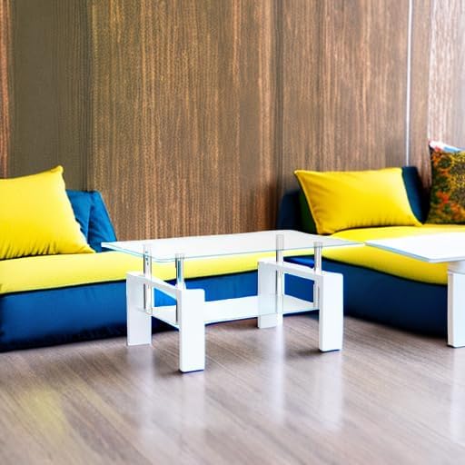 Living Room Rectangle Coffee Table, Tea Table Suitable for Waiting Room, Modern Side Coffee Table with Wooden Leg, Glass Tabletop wourant