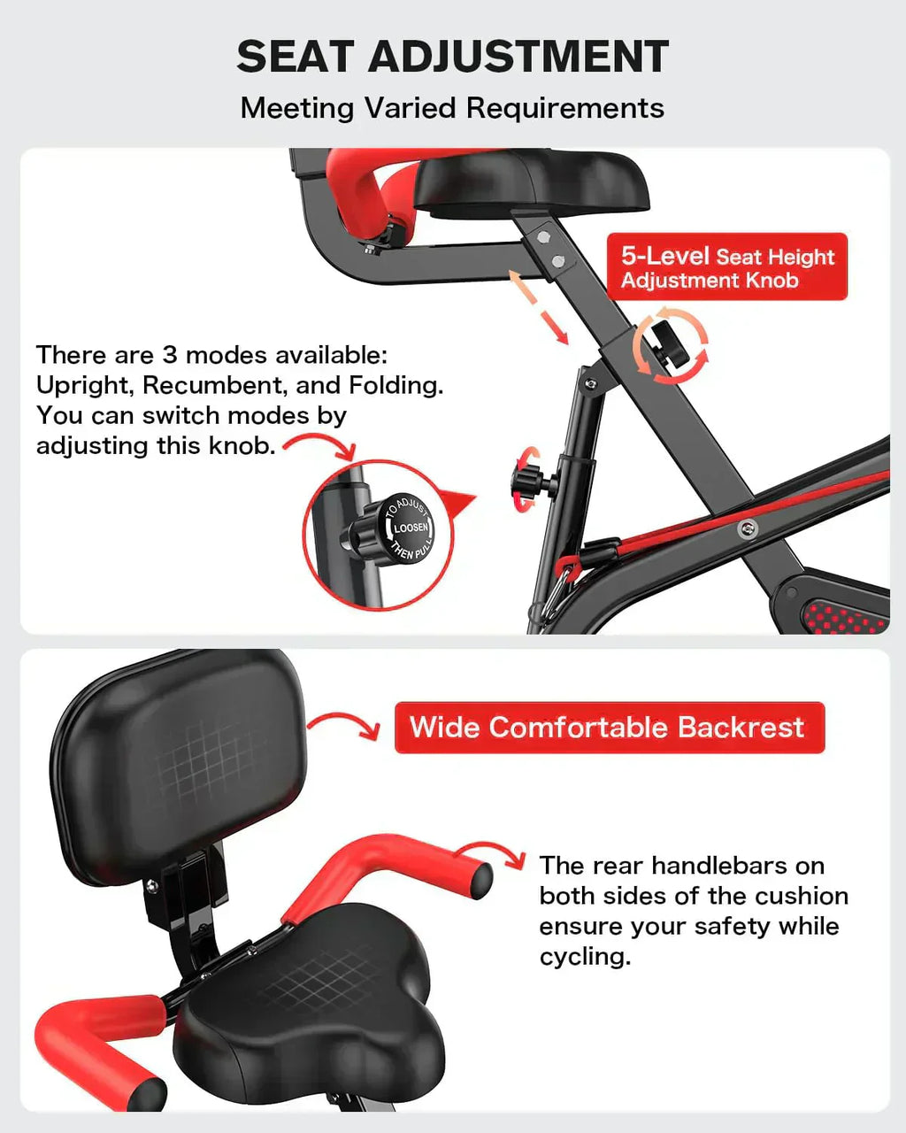 pooboo Folding Exercise Bike Foldable Fitness Stationary Bike Machine Upright Indoor Cycling Bike wourant