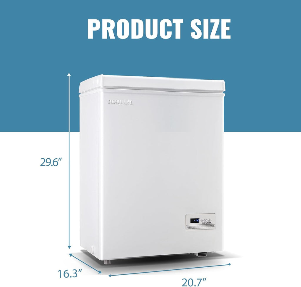 Chest Freezer 5.0Cubic Feet Deep Freezer Freestanding Freezers Removable Stainless Steel Basket wourant