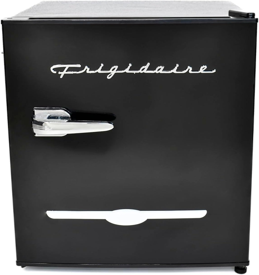 Frigidaire EFR176 Retro Compact Fridge with Chiller Mini Refrigerator with Built-in Bottle Opener for Office, Bedroom, Dorm Room or Cabin, 1.6 cu ft 16" D x 18" W x 18.5" H, Moonlight wourant