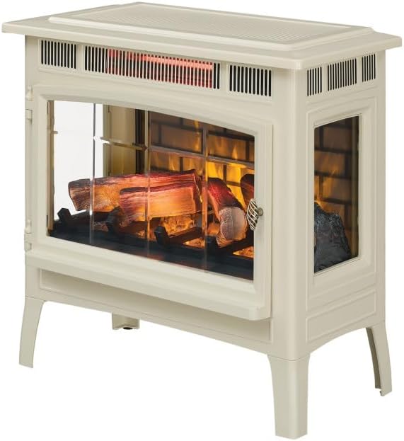 Freestanding Electric Fireplace Stove Heater with 3D Flame Effect for 1,000 Sq. Ft wourant