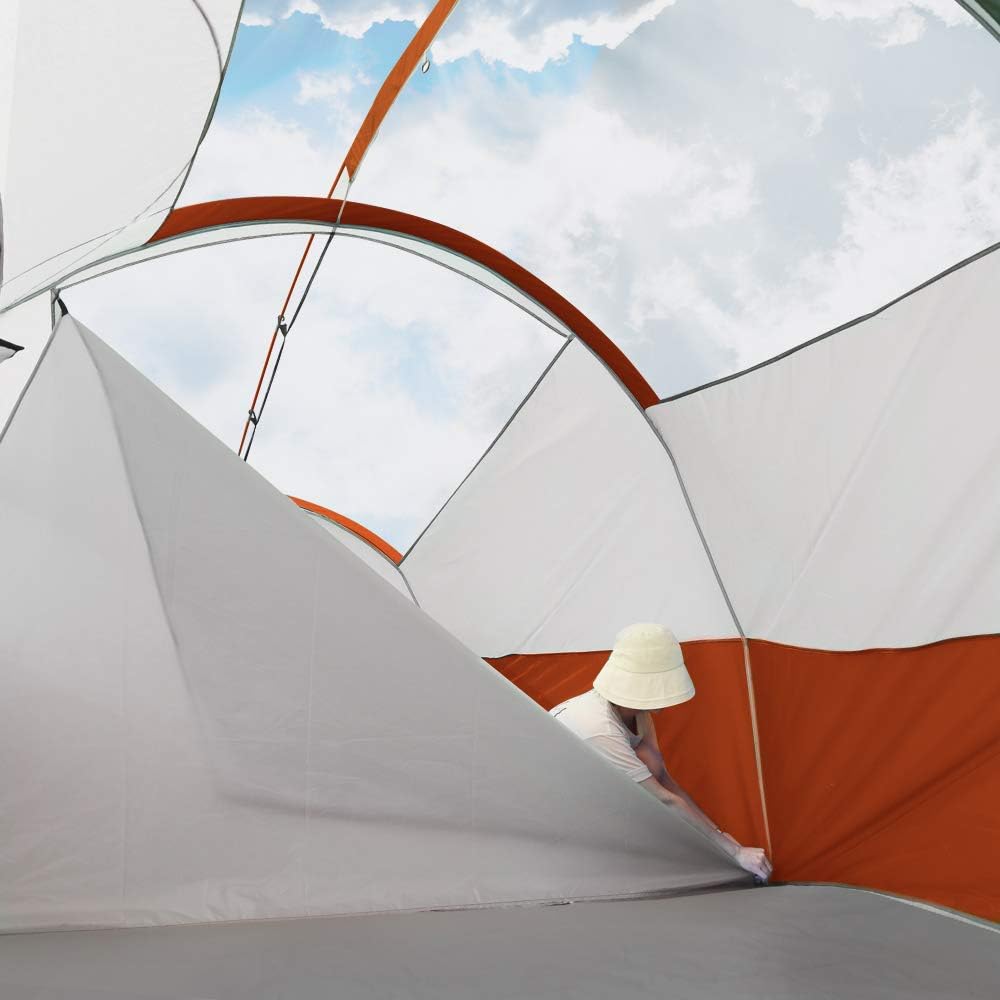 CAMPROS CP Tent 12-Person-Camping-Tents,3 Room Family Tents,Waterproof Windproof Family Tent with Top Rainfly,6 Large Mesh Windows,Double Layer,Easy Set Up, Portable with Carry Bag-20' x 9' x 72"(H) wourant