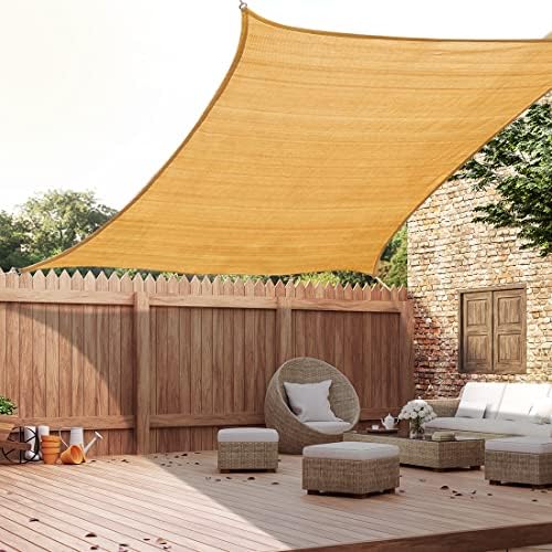 Quictent 20X20FT 185G HDPE Square Sun Shade Sail Canopy 98% UV Block Outdoor Patio Garden with Hardware Kit (Brown) woonhhop