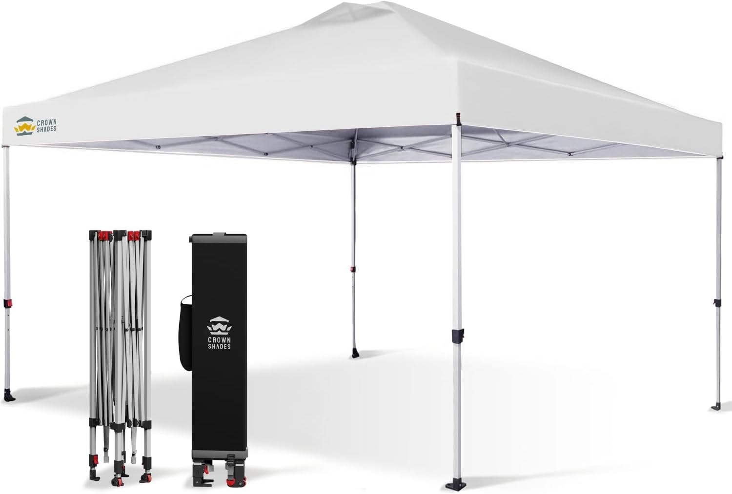 10x10 Pop-Up Awning - One-Click Installation Beach Tent - Outdoor Sunshade Silver Coated Top, 3 Heights and 4 Sand Pockets wourant