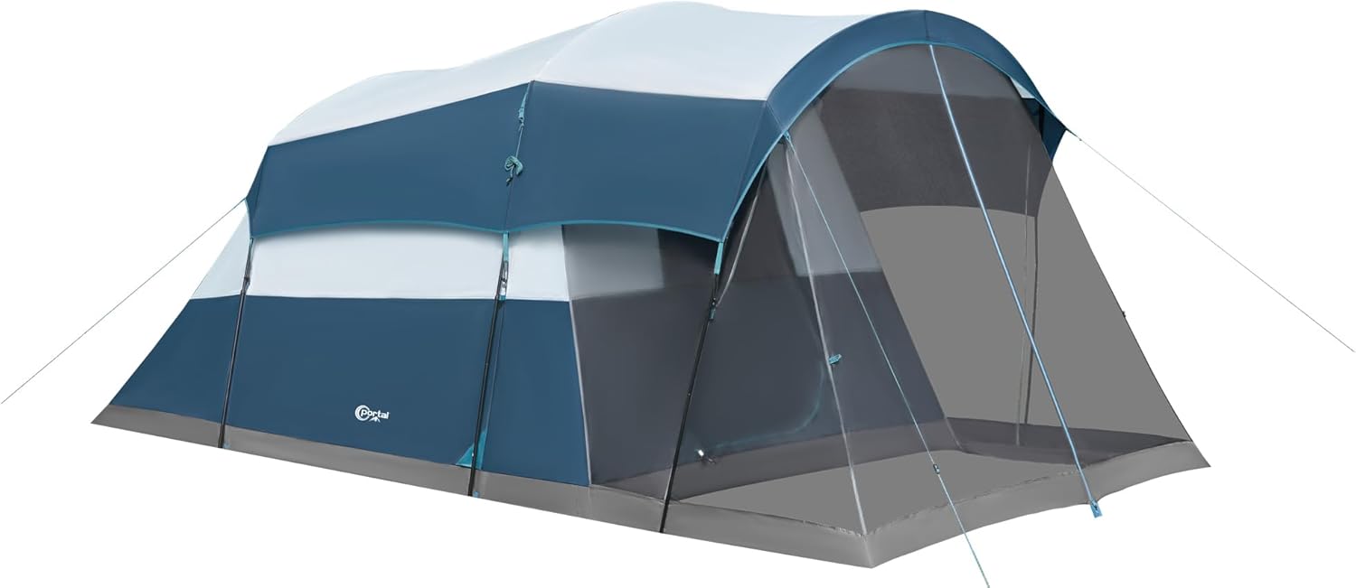 PORTAL 6/8/10 Person Family Camping Tent with Screen Room, Water Resistant Big Tunnel Tent with Rainfly, Large Family Tent for Outdoor Camping, Party wourant
