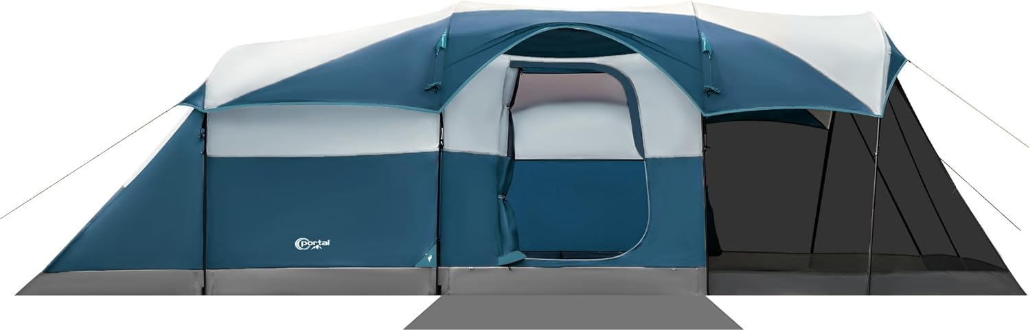 PORTAL 6/8/10 Person Family Camping Tent with Screen Room, Water Resistant Big Tunnel Tent with Rainfly, Large Family Tent for Outdoor Camping, Party wourant