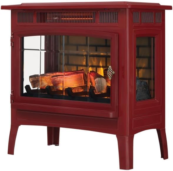 Freestanding Electric Fireplace Stove Heater with 3D Flame Effect for 1,000 Sq. Ft wourant