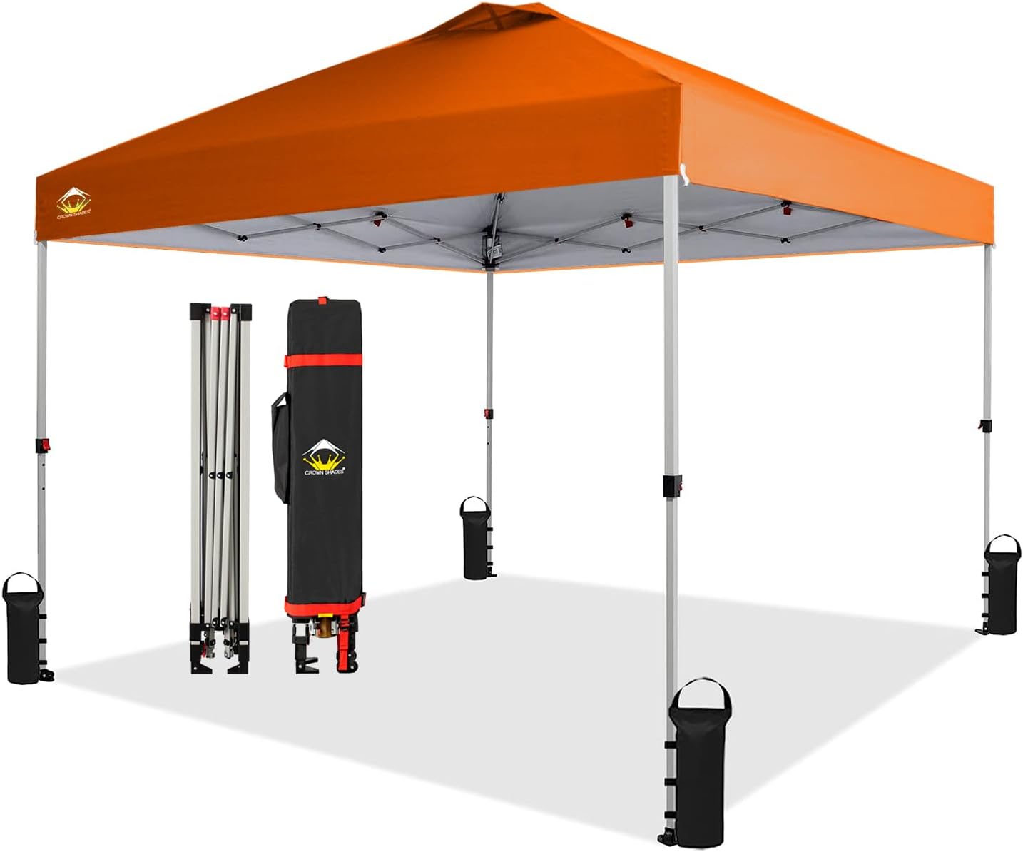 10x10 Pop-Up Awning - One-Click Installation Beach Tent - Outdoor Sunshade Silver Coated Top, 3 Heights and 4 Sand Pockets wourant