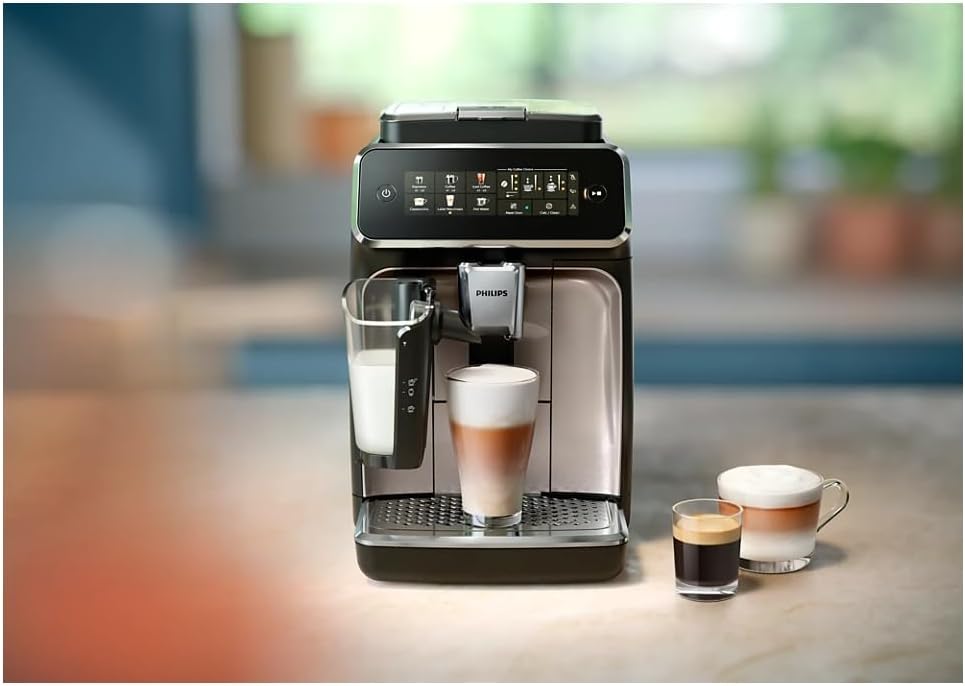 Philips Series 3300 Fully Automatic Espresso Coffee Machine - 6 Hot & Iced Drinks, LatteGo Milk System, 40% Quieter SilentBrew, Ceramic Grinder, Aquaclean Filter, Glossy Black (EP3341/50) wourant
