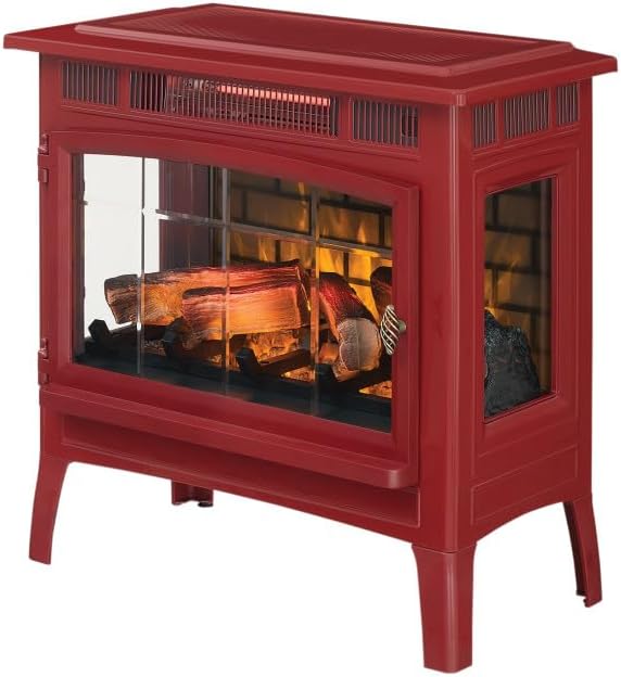 Freestanding Electric Fireplace Stove Heater with 3D Flame Effect for 1,000 Sq. Ft wourant