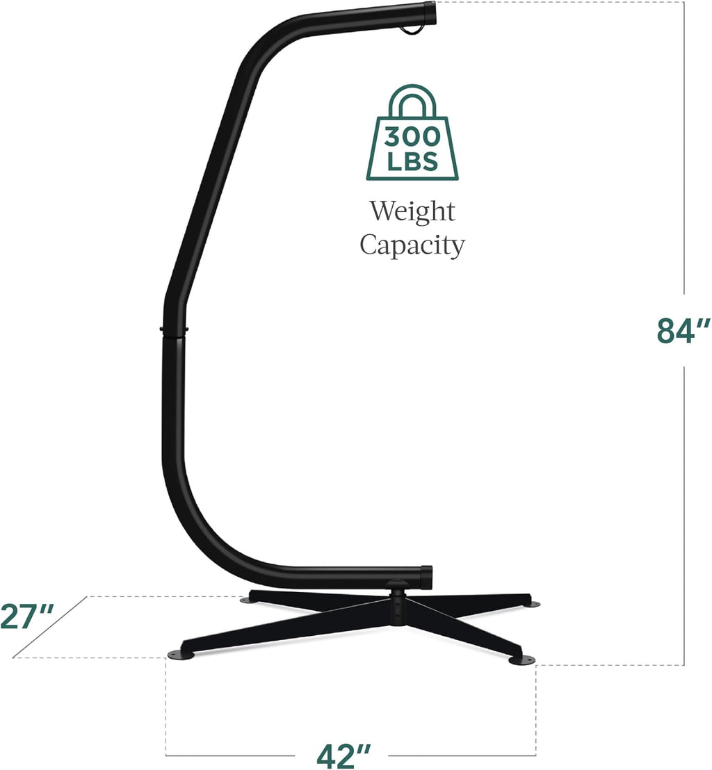 Best Choice Products Metal Hanging Hammock C-Stand for Chair/Weather-Resistant Finish, Offset Base - Stand Only - Black wourant
