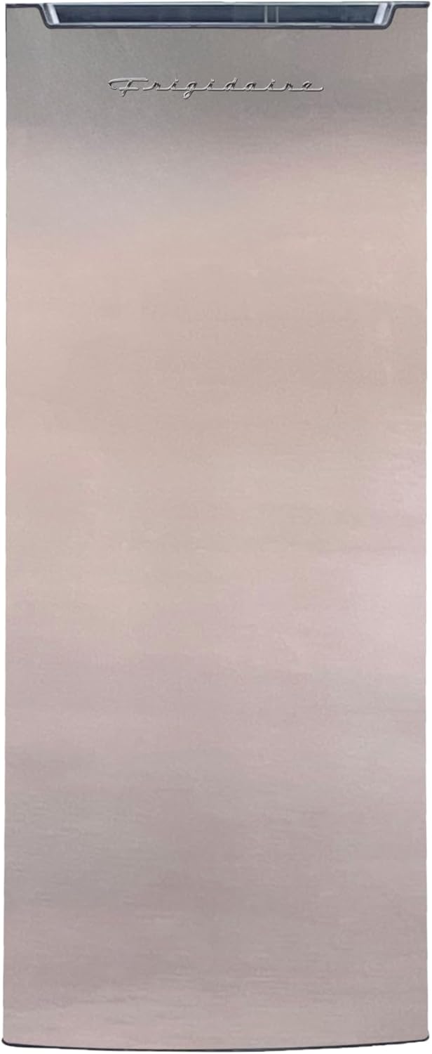 Frigidaire Upright Freezer, 6.5 cu. ft., Deep Freeze, Vinyl Coated Metal with Wire Shelving, Compact for Kitchen, RV, Dorm, Cabin, and Trailer, Platinum Design Series, Silver - 21D x 23W x 56H wourant