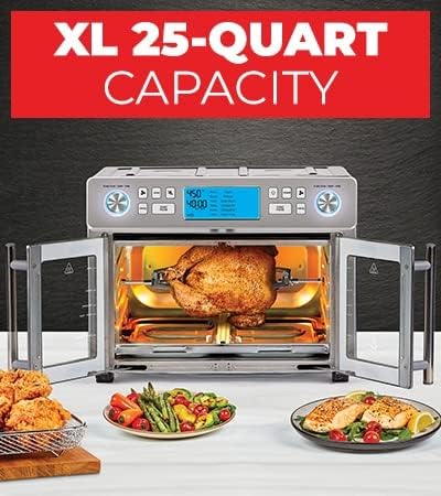 Emeril Lagasse Dual Zone 360 Air Fryer Oven Combo with French Door, 25 QT Extra Large, Cook Two Foods in Different Ways, Up to 60% Faster from Frozen to Finish wourant