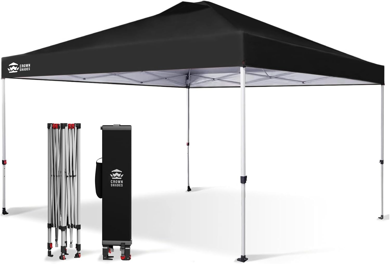 10x10 Pop-Up Awning - One-Click Installation Beach Tent - Outdoor Sunshade Silver Coated Top, 3 Heights and 4 Sand Pockets wourant