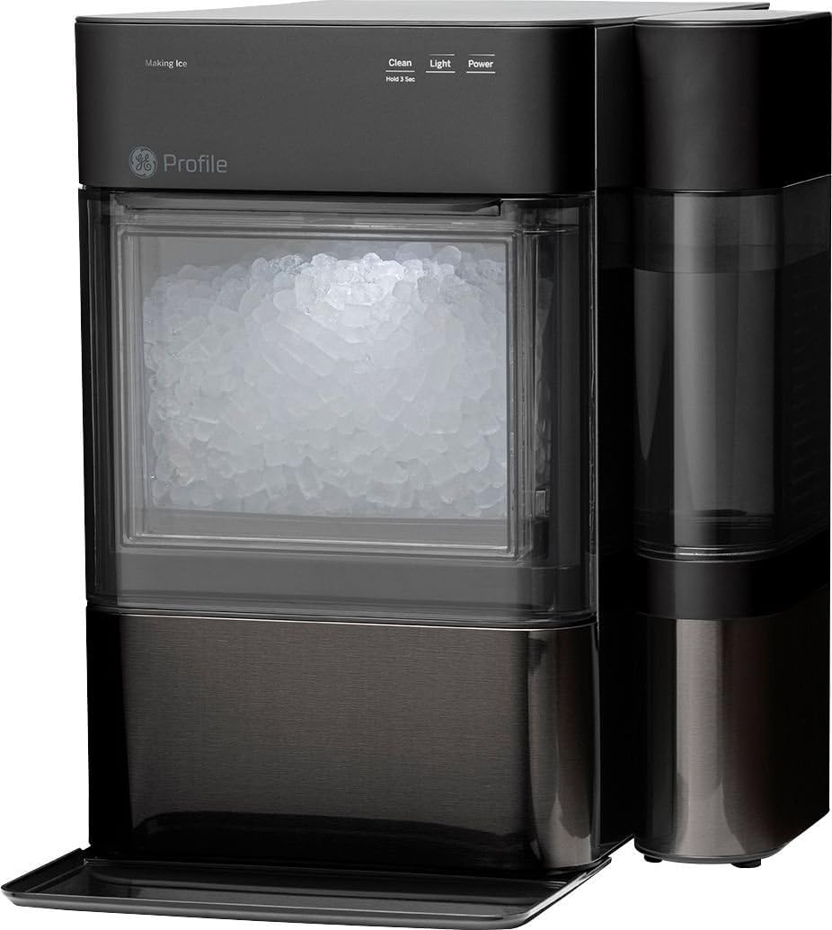 GE Profile Opal 2.0 with 0.75 Gallon Tank, Chewable Crunchable Countertop Nugget Ice Maker, Scoop included, 38 lbs in 24 hours, Pellet Ice Machine with WiFi & Smart Connected, Black Stainless Steel wourant