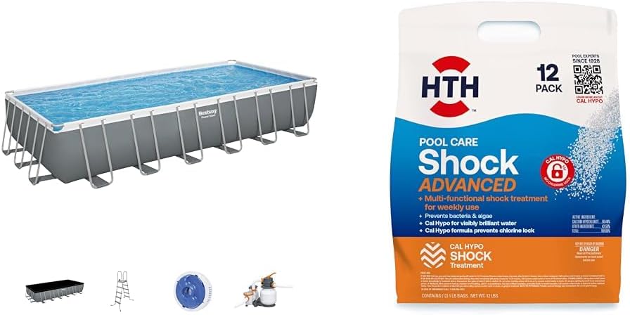 Power Steel 14' x 8'2" x 39.5" Oval Above Ground Pool Set | Includes 530gal Filter Pump, Ladder, ChemConnect Dispener wourant