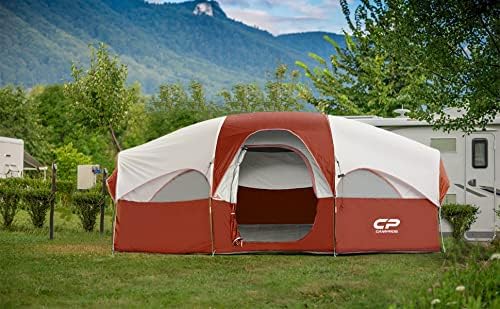 CAMPROS CP Tent 8 Person Camping Tents, Weather Resistant Family Tent, 5 Large Mesh Windows, Double Layer, Divided Curtain for Separated Room, Portable with Carry Bag wourant